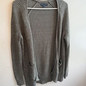 American Eagle Outfitters Green Open-Front Sweater